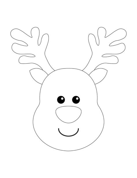 A 3D reindeer template printable for Christmas with antlers and a red nose