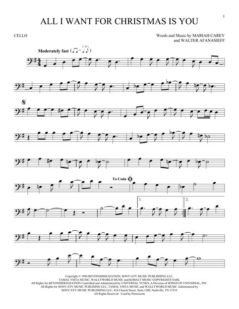 Christmas sheet music for cello