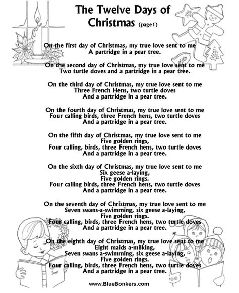 Christmas Songs Lyrics Printable Word Doc