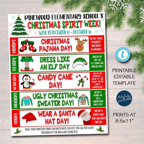 Christmas Spirit Week Activities