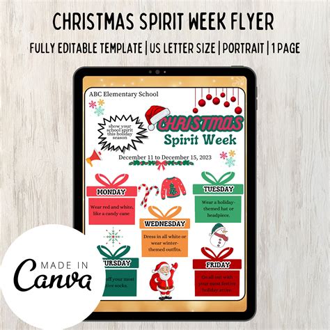 Christmas Spirit Week Flyer Template Ideas