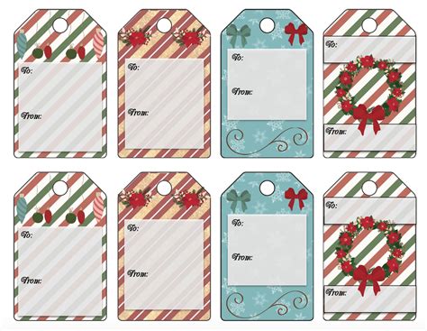 Christmas tag designs with ribbons, bows, and other embellishments