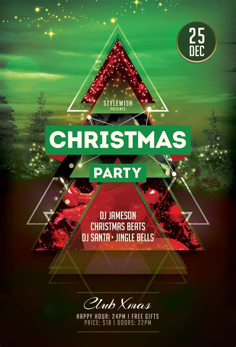 Christmas Tree Christmas Party Poster Template Design Ideas