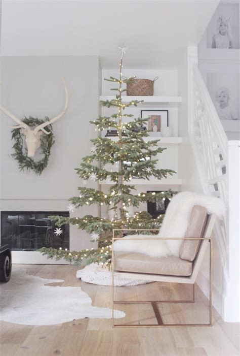 A minimalist Christmas tree decoration with natural elements