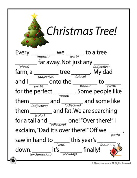 Christmas Tree Mad Libs