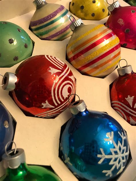 Glass ball ornaments on a Christmas tree