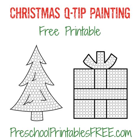 Christmas tree Q-tip painting printable