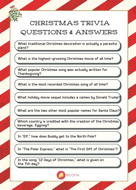 Christmas Trivia Questions and Answers Printable for Free