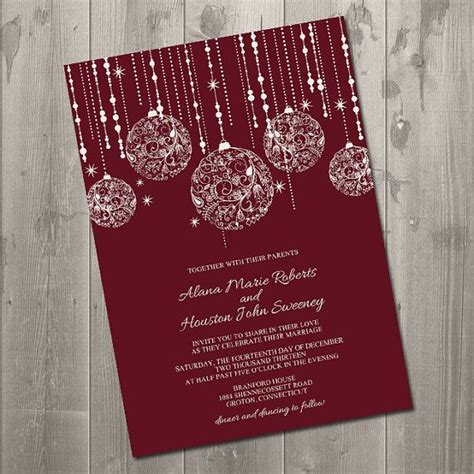 Christmas Wedding Invitations with Glitter