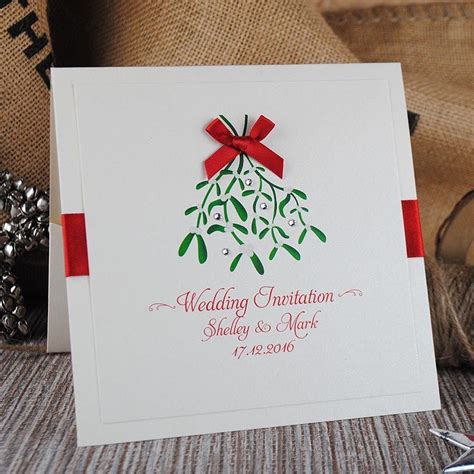 Christmas Wedding Invitations with Mistletoe