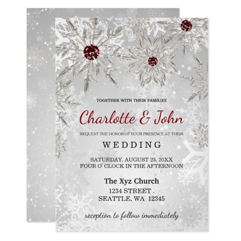 Christmas Wedding Invitations with Snowflakes