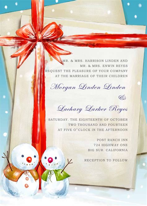 Christmas Wedding Invitations with Snowmen