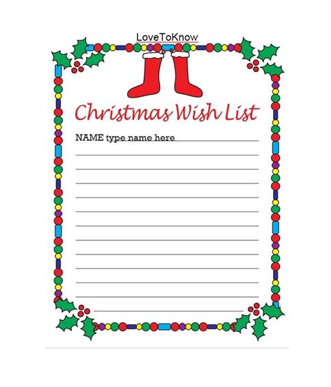 Christmas Wish List Template Excel