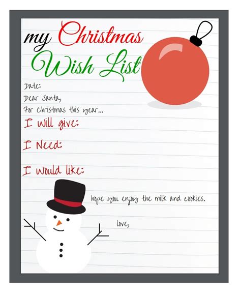 Christmas Wishlist Template Ideas for Her