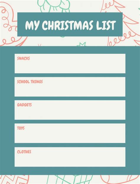 Christmas Wishlist Template Ideas for Him