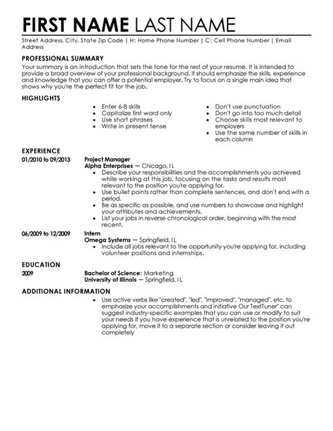 Chronological Resume Template for Entry-Level Job Seekers