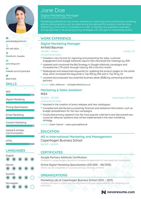 Chronological Resume Template with a Touch of Color