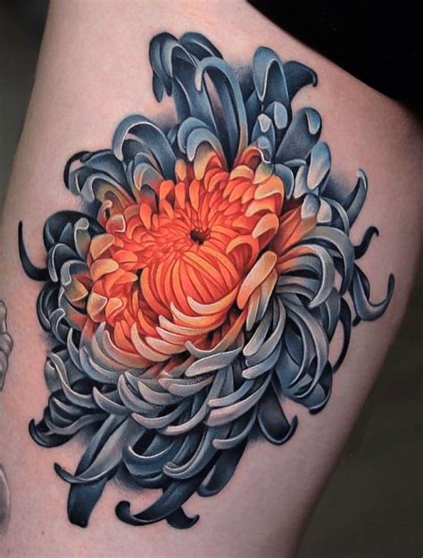 Chrysanthemum flower tattoo design