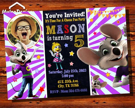 Chuck E. Cheese's Themed Birthday Invitation Template 6