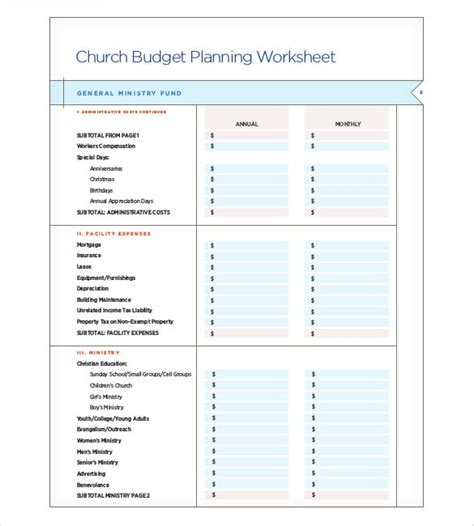 Church Budget Template Excel Templates