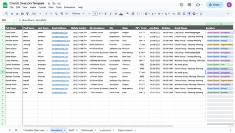 Setting Up Church Directory Template