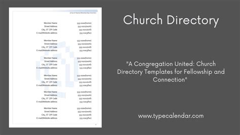 Church Directory Template in Excel