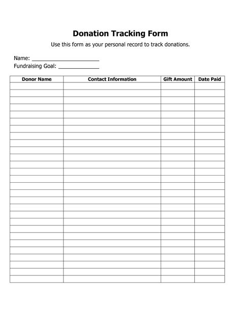 Church Donation Tracking Template Example