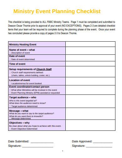 Church Event Planning Template in Excel