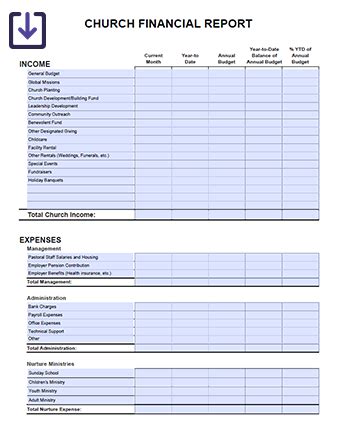 Church Financial Report Template