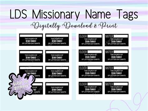 Church Missionary Name Tag Template