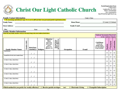 Church Registration Form Template 10