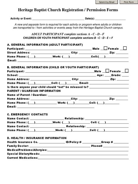 Church Registration Form Template 2