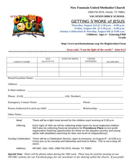 Church Registration Form Template 3