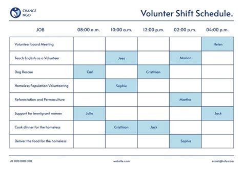 Church Volunteer Schedule Template