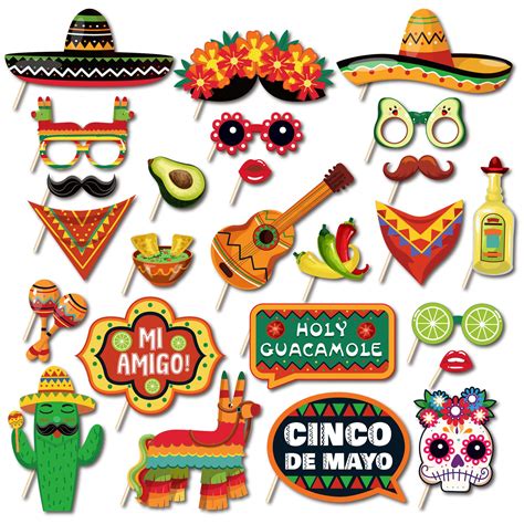 Printable sombrero and maraca decorations with glitter and stickers