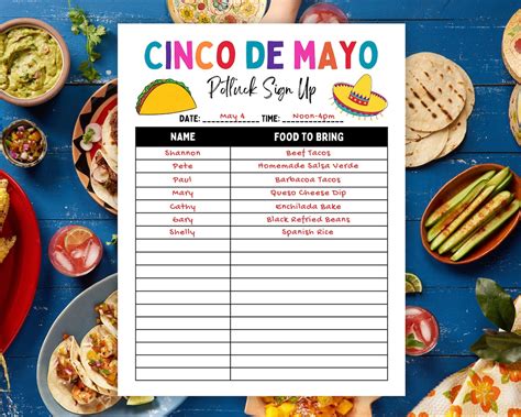 Cinco De Mayo Potluck Sign Up