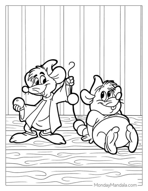 Cinderella coloring pages for kids with mice friends