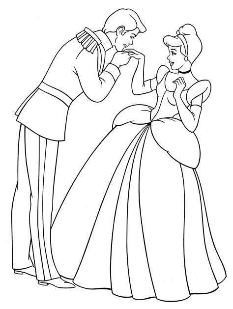 Cinderella coloring pages for kids with Prince Charming