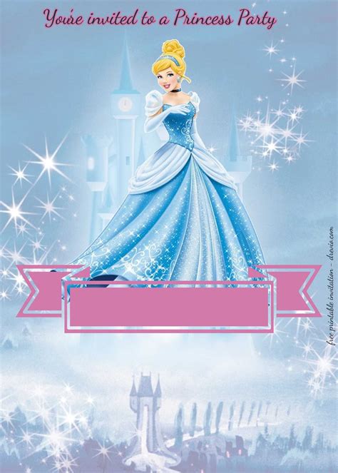 A Cinderella invitation template with a fairytale castle