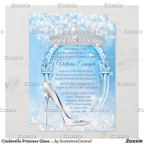 A Cinderella's glass slipper invitation template with a fairytale design