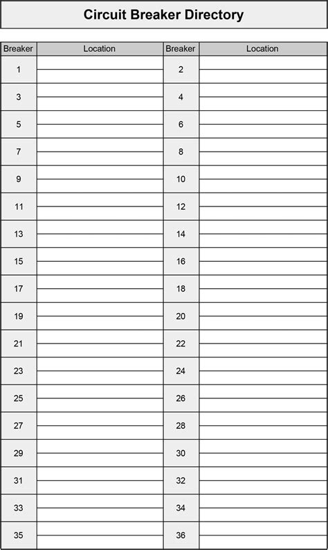 Circuit Breaker Label Template 1