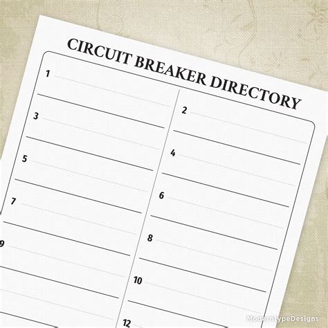 Circuit Breaker Panel Organizer