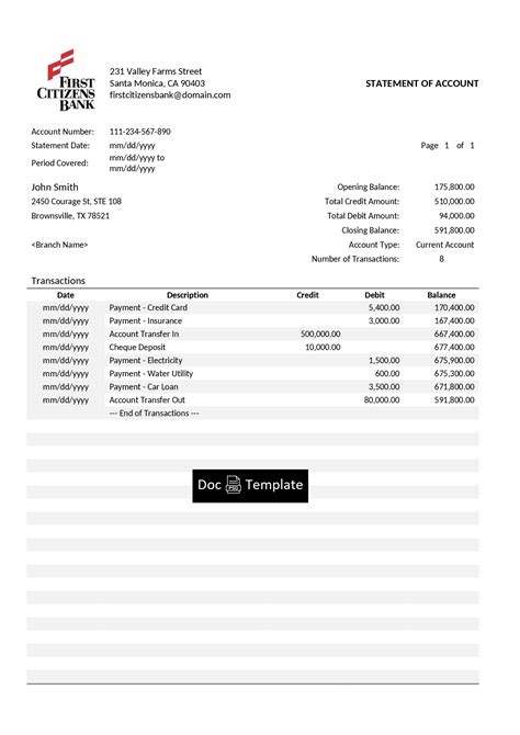 Citizens Bank Statement Template Download