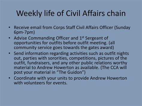 Civil Affairs Officer responsibilities