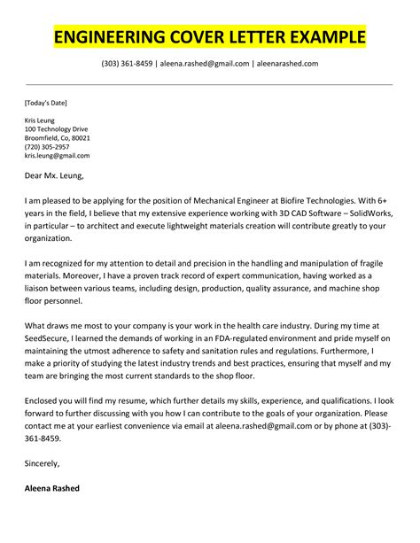 Civil engineering cover letter