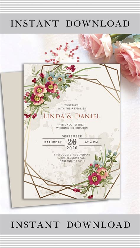 Civil wedding invitation template 1