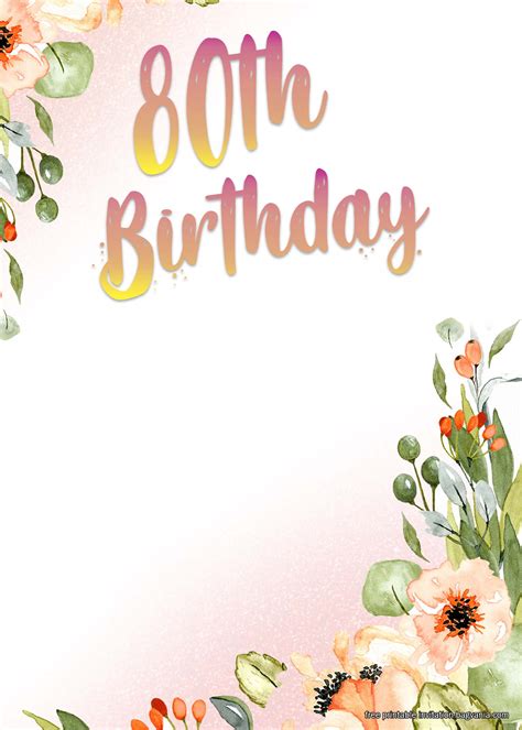 Classic 80th Birthday Invitation Template