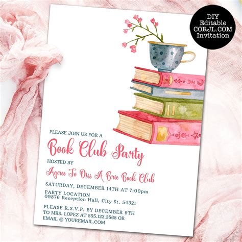 Classic Book Club Invitation