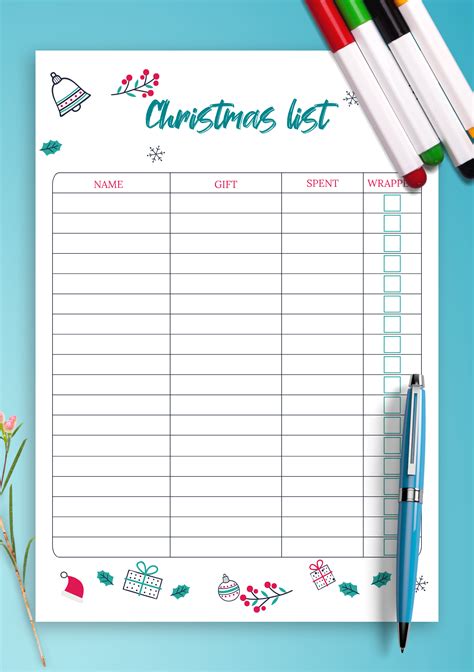 Classic Christmas List Template