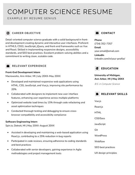 Classic Computer Science Resume Template